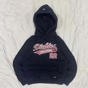 Dickies Navy Blue Pullover Hoodie With Red Accents